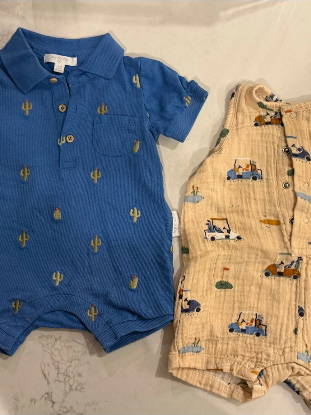 Set of 2 boys summer rompers - golf & desert